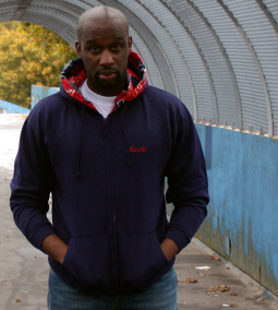 MICOBI Blue hoodie with red and blue hood