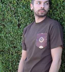 MICOBI Classic cut brown tee with brown pocket