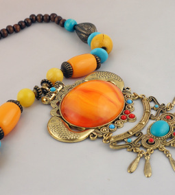 Amber and turquoise necklace