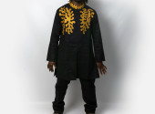African mens black linen suit