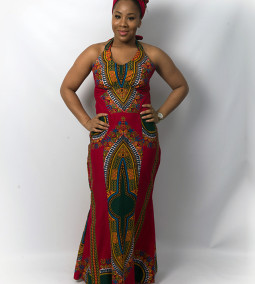 Ghanaian Pink Angelina Halter Dress