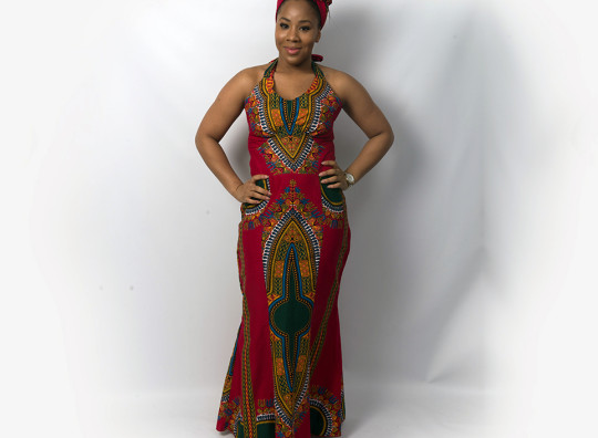Ghanaian Pink Angelina Halter Dress